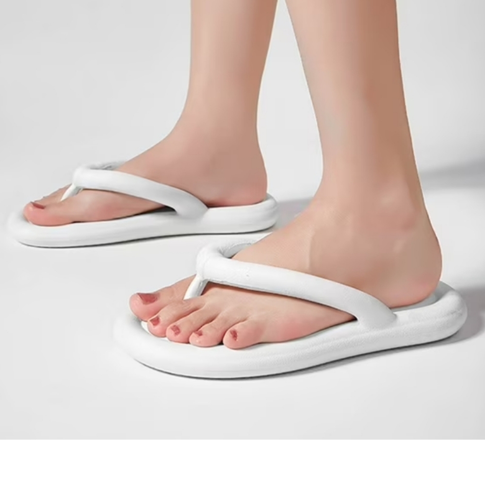 Size 36/37, White Flip Flop Sandals